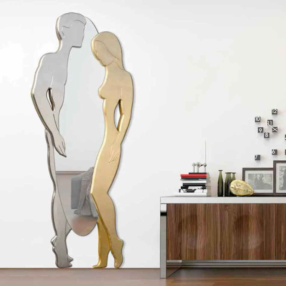 Man & vrouw modern design Mdf wandspiegel met de hand gevormd Viadurini
