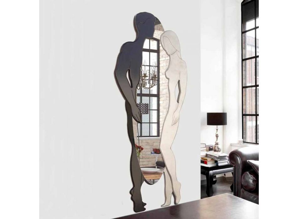 Man & vrouw modern design Mdf wandspiegel met de hand gevormd Viadurini