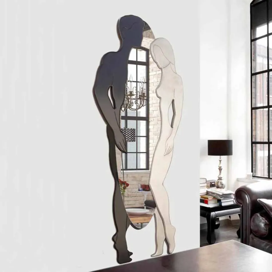 Man & vrouw modern design Mdf wandspiegel met de hand gevormd Viadurini