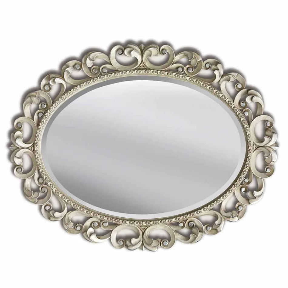 Moderne handgemaakte sparren houten wandspiegel gemaakt in Dario Viadurini