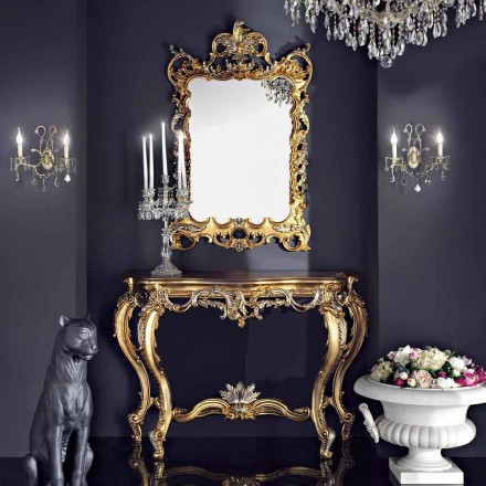 Houten wandspiegel en mdf gemaakt in Italië Andrea console tafelblad Viadurini