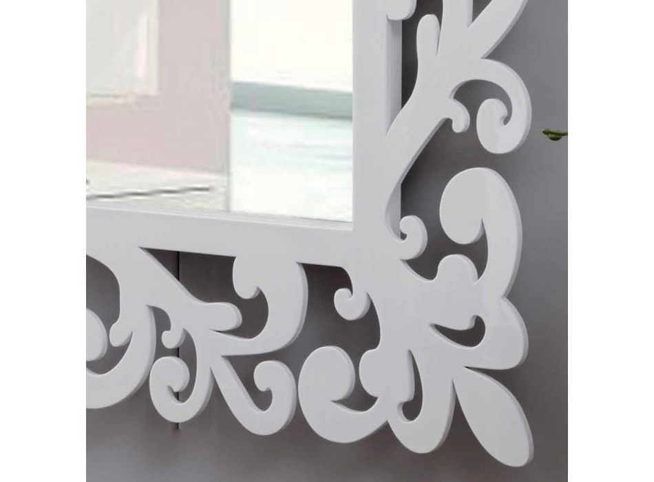 Grote rechthoekige design wandspiegel in modern wit hout - Cortese Viadurini