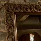 Gesneden spiegel van massief teakhout - Auguste Viadurini