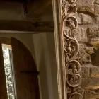 Gesneden spiegel van massief teakhout - Auguste Viadurini