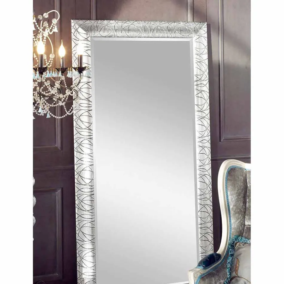 Rechthoekige wandspiegel gemaakt van dennenhout gemaakt in Achille Viadurini