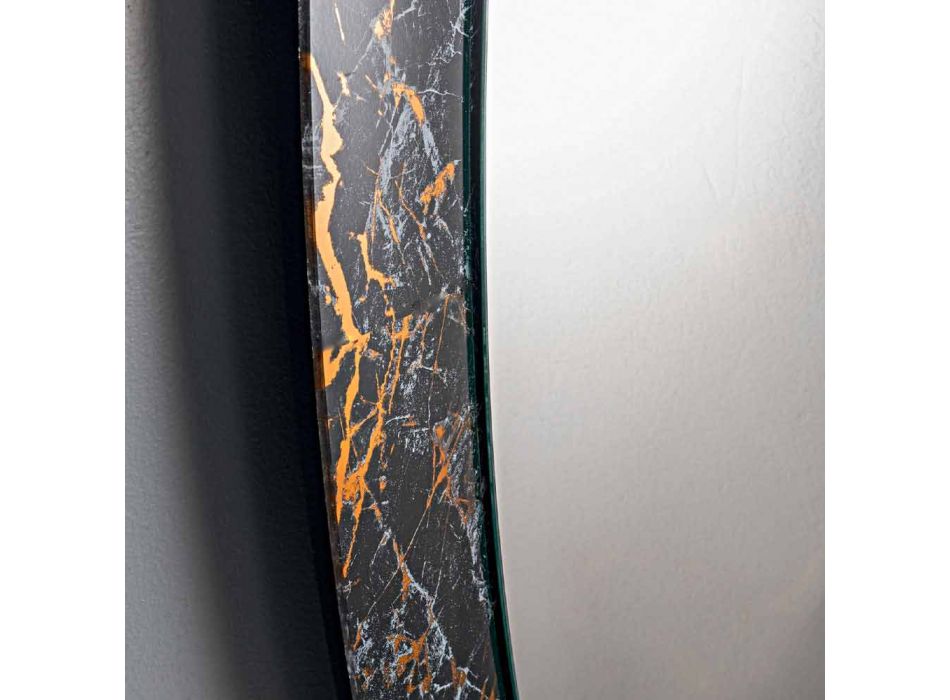 Ovale designspiegel met frame met marmereffect Made in Italy - Denisse Viadurini