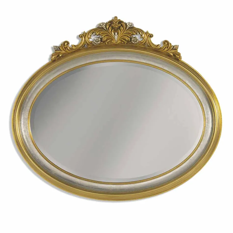 Spiegel muur fries hars en dennenhout gemaakt in Alberto Italië Viadurini