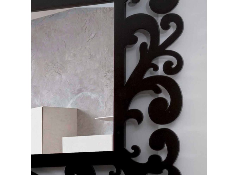 Grote moderne design rechthoekige wandspiegel in zwart hout - Manola Viadurini