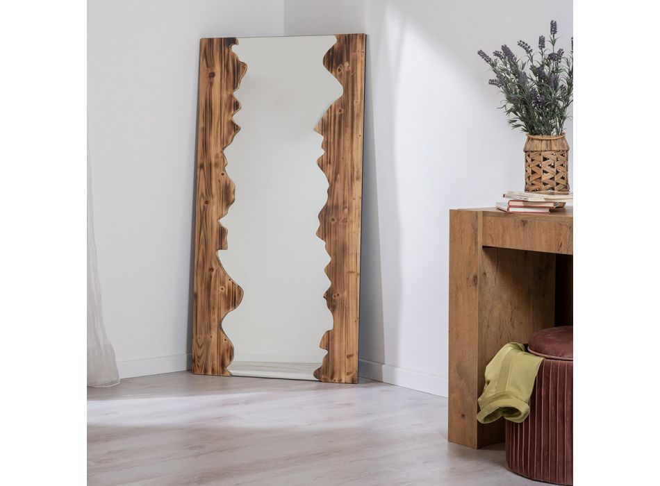 Rechthoekige glazen spiegel met massief houten frame - Nikos Viadurini