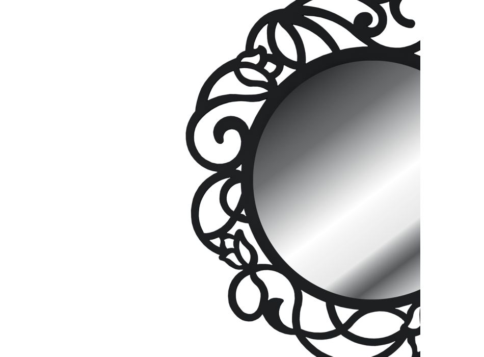 Ronde spiegel met opengewerkt patroon Made in Italy - Ferona Viadurini