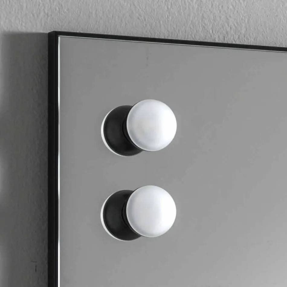Wandspiegel met 2 lampen en zwarte aluminium lijst Made in Italy - lijst Viadurini
