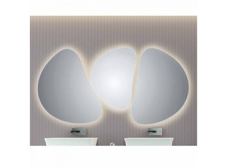 Spiegel badkamer muur met LED-achtergrondverlichting Pirro Viadurini