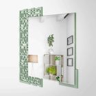 Moderne design vierkante wandspiegel in gedecoreerd groen hout - labyrint Viadurini