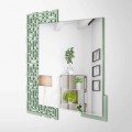 Moderne design vierkante wandspiegel in gedecoreerd groen hout - labyrint