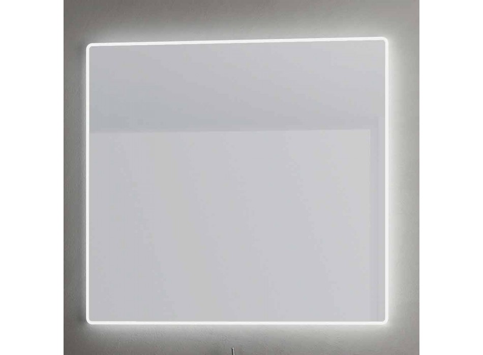 Wandspiegel met berijpte randen, LED-verlichting, Tessa Viadurini