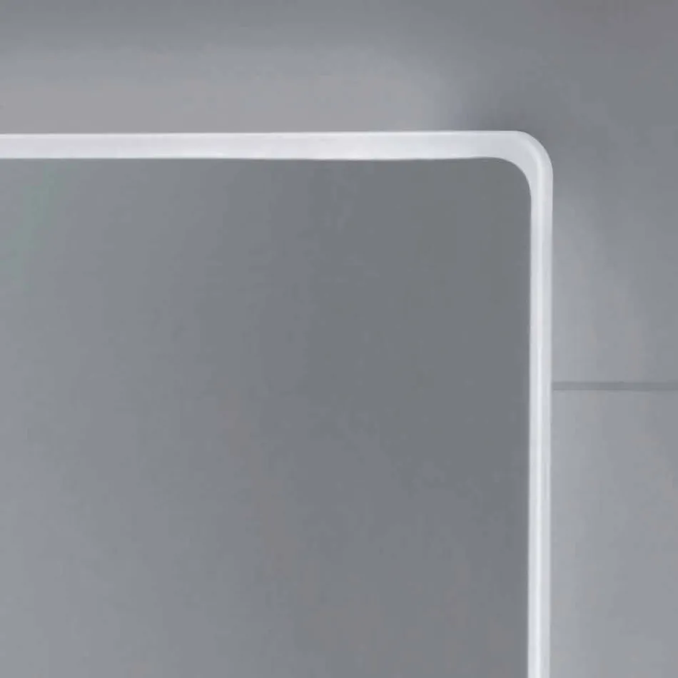 Wandspiegel met berijpte randen, LED-verlichting, Tessa Viadurini