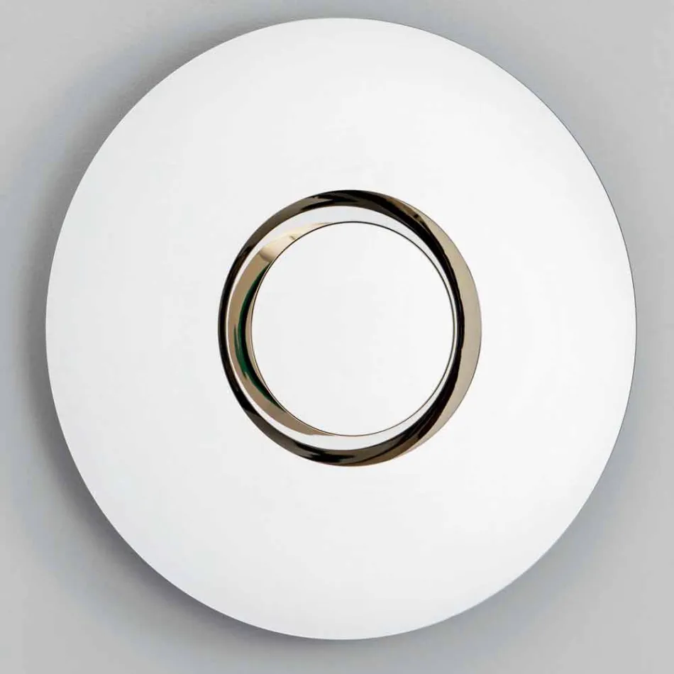 Ronde design wandspiegel van goudkleurig metaal met middenstuk - Merale Viadurini