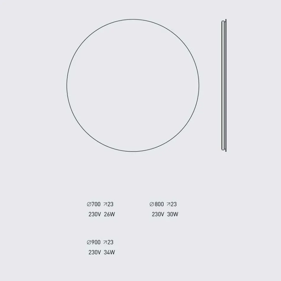 Ronde wandspiegel met achtergrondverlichting en LED Made in Italy - Ronda Viadurini