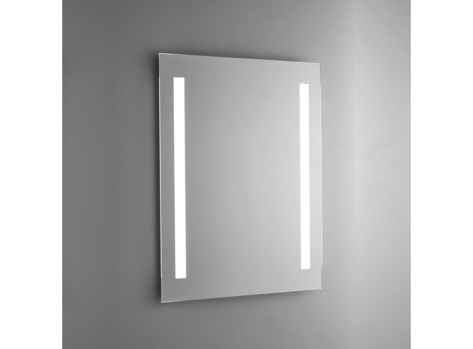 Badkamerspiegel van gepolijst draad met LED-achtergrondverlichting Made in Italy - Tony Viadurini