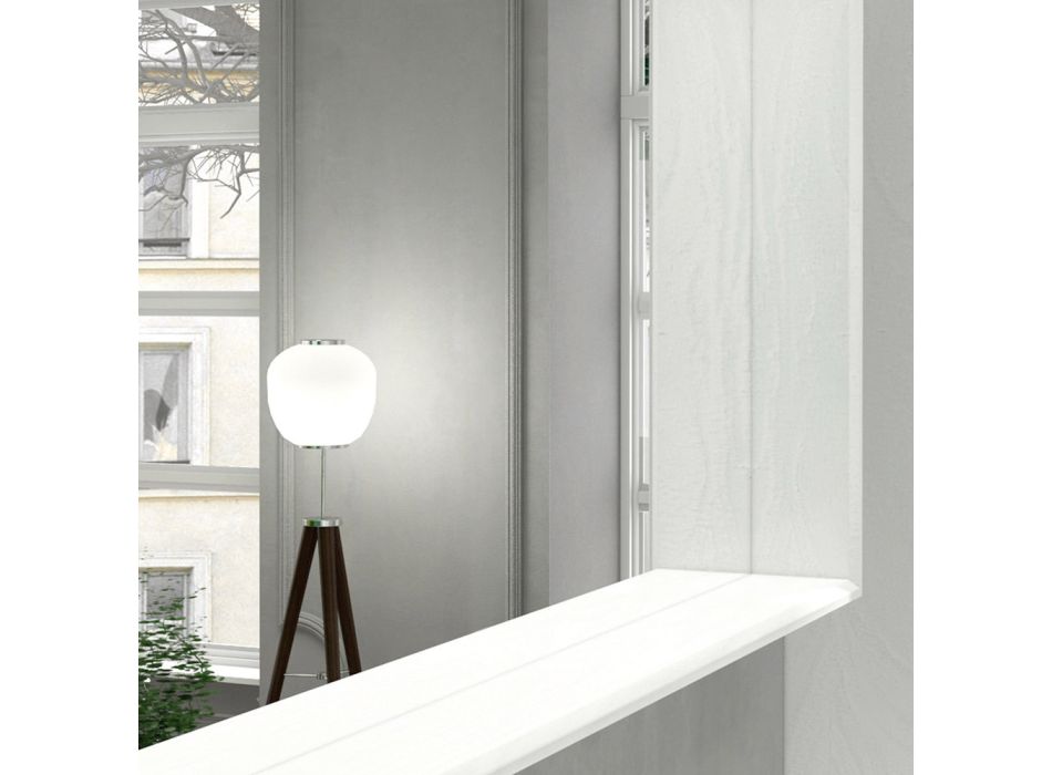 Wand badkamerspiegel met LED-licht en houten frame Made in Italy - Geppio Viadurini