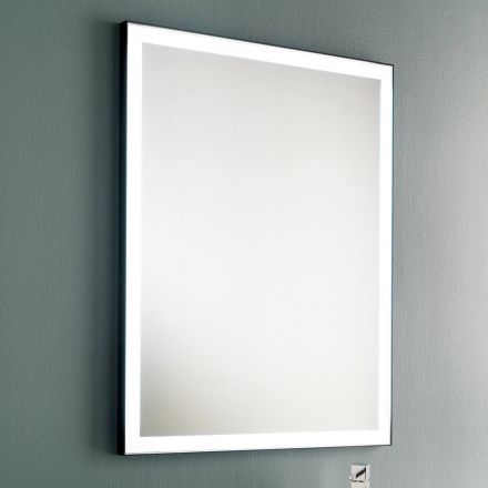 Wand badkamerspiegel met zwart metalen frame en LED Made in Italy - Chebeo Viadurini