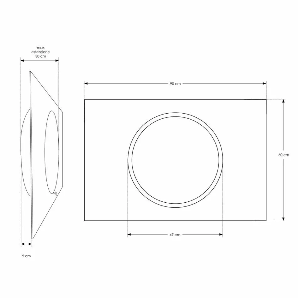 Wand badkamerspiegel met LED-verlichting - Dotta Viadurini