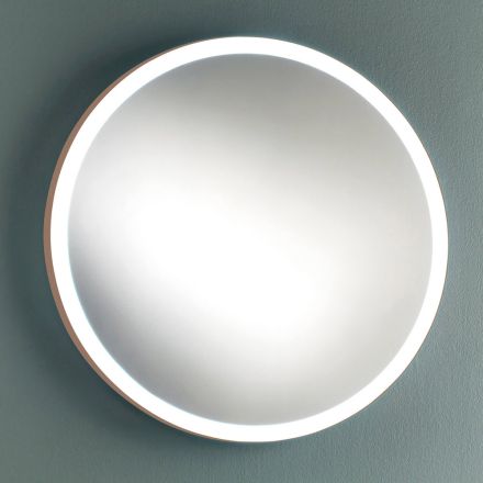 Ronde badkamerspiegel met koperen metalen frame en LED-licht - Minolo Viadurini