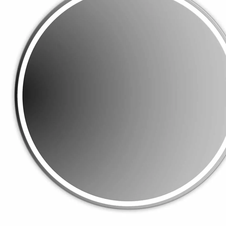 Ronde badkamerspiegel met achtergrondverlichting en zandstralen Made in Italy - Ranio Viadurini