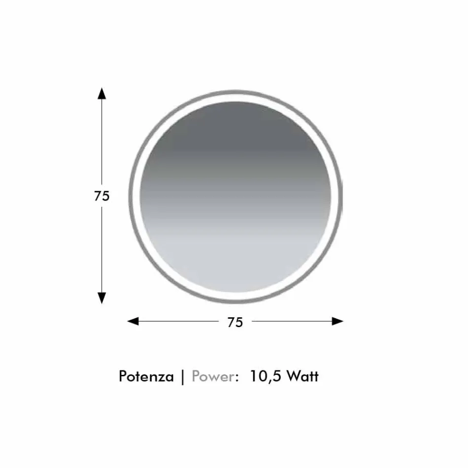 Ronde badkamerspiegel met achtergrondverlichting en zandstralen Made in Italy - Ranio Viadurini