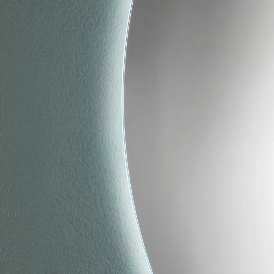 Minimale badkamerspiegel met ronde wand en 4000K LED-licht Made in Italy - Roteo Viadurini