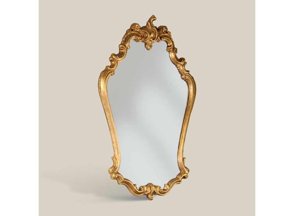 Gevormde barokke spiegel met bladgoud frame Made in Italy - Precious Viadurini