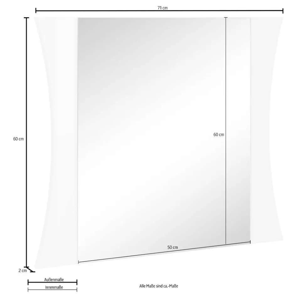 Slaapkamer Spiegel of Muur Entree Gebogen Design 2 Maten - Sabine Viadurini