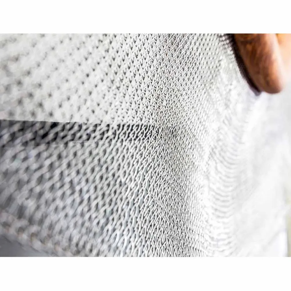 Moderne wandspiegel in metaal en teakhout van Monno Viadurini