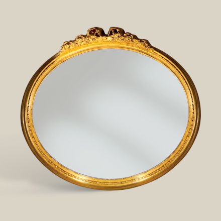 Klassieke ovale spiegel met bladgoud frame Made in Italy - Precious Viadurini
