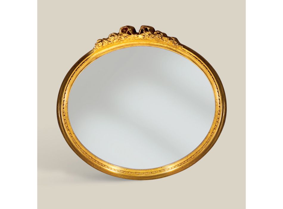 Klassieke ovale spiegel met bladgoud frame Made in Italy - Precious Viadurini