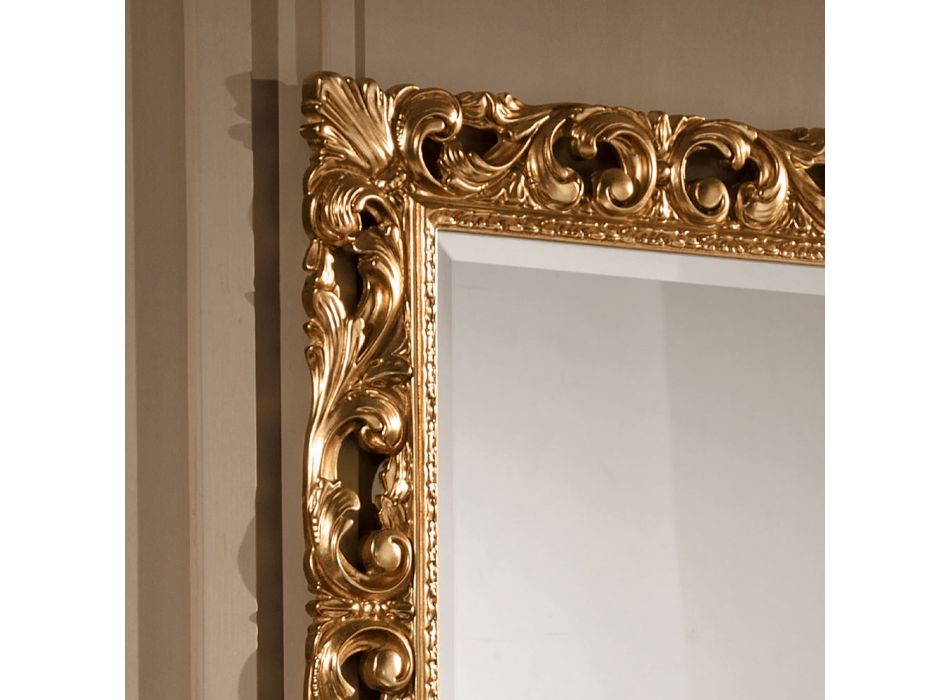 Klassiek rechthoekig spiegelblad met bladgoud Made in Italy - Precious Viadurini