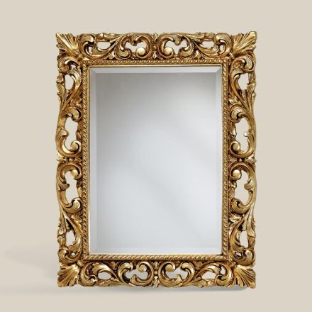 Klassiek rechthoekig spiegelblad met bladgoud Made in Italy - Precious Viadurini