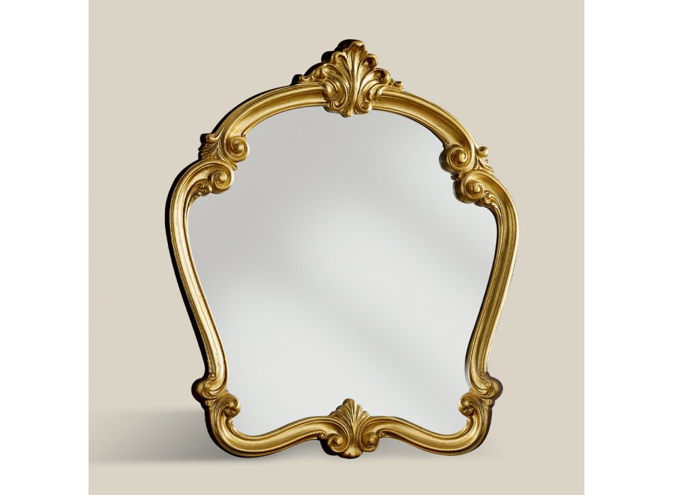 Klassiek gevormde spiegel met bladgoud frame Made in Italy - Madalina Viadurini