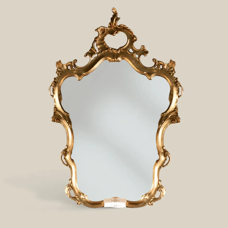 Klassiek gevormde spiegel met bladgoud frame Made in Italy - Precious Viadurini