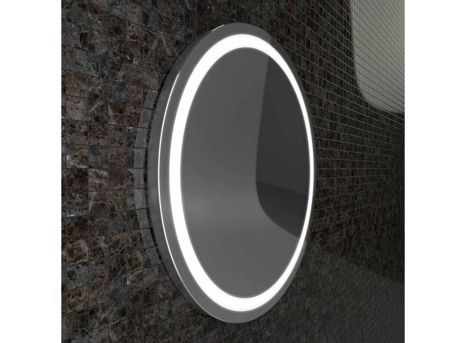Spiegel met roestvrijstalen randen, modern design LED-verlichting Charly Viadurini