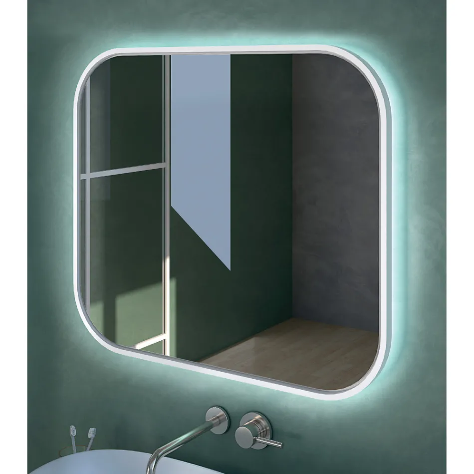 Spiegel met houten rand en achtergrondverlichting Made in Italy - Vincent Viadurini