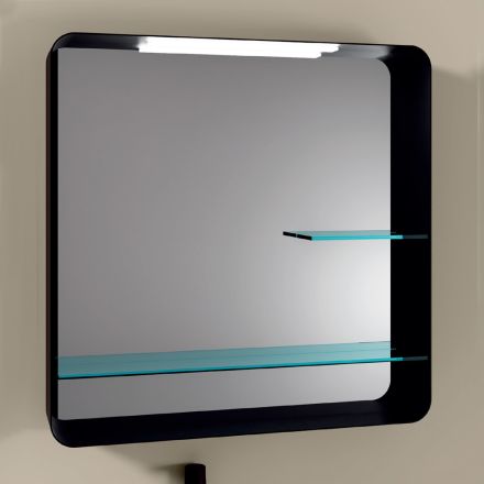Spiegel met metalen frame en 2 glazen planken Made in Italy - William Viadurini
