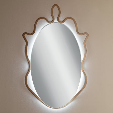 Spiegel met metalen frame en geïntegreerde LED's Made in Italy - Leonardo Viadurini