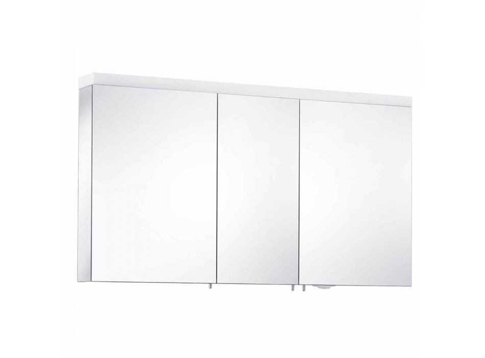 Wandspiegel met 3 deuren in zilver geverfd aluminium - Alfio Viadurini