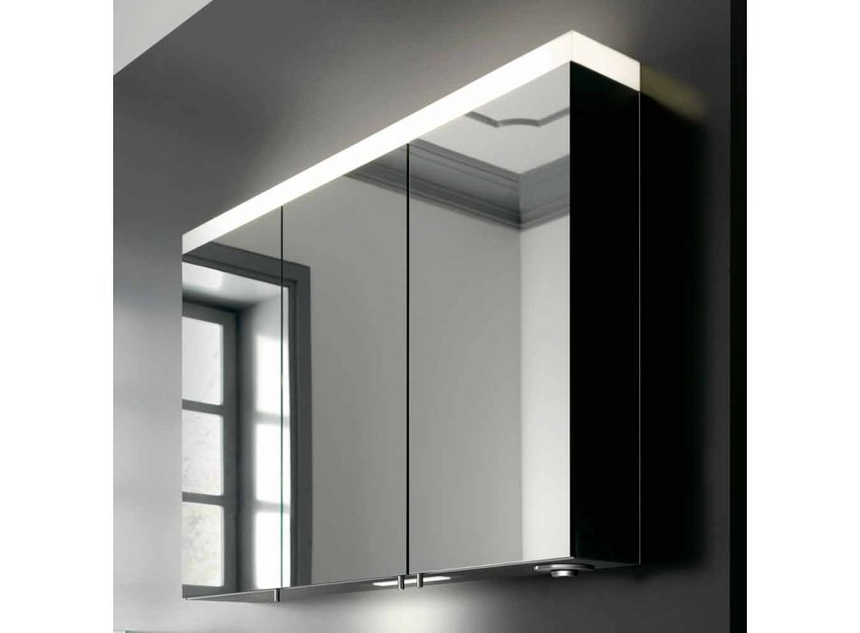 Wandspiegel met 3 deuren in zilver geverfd aluminium - Alfio Viadurini