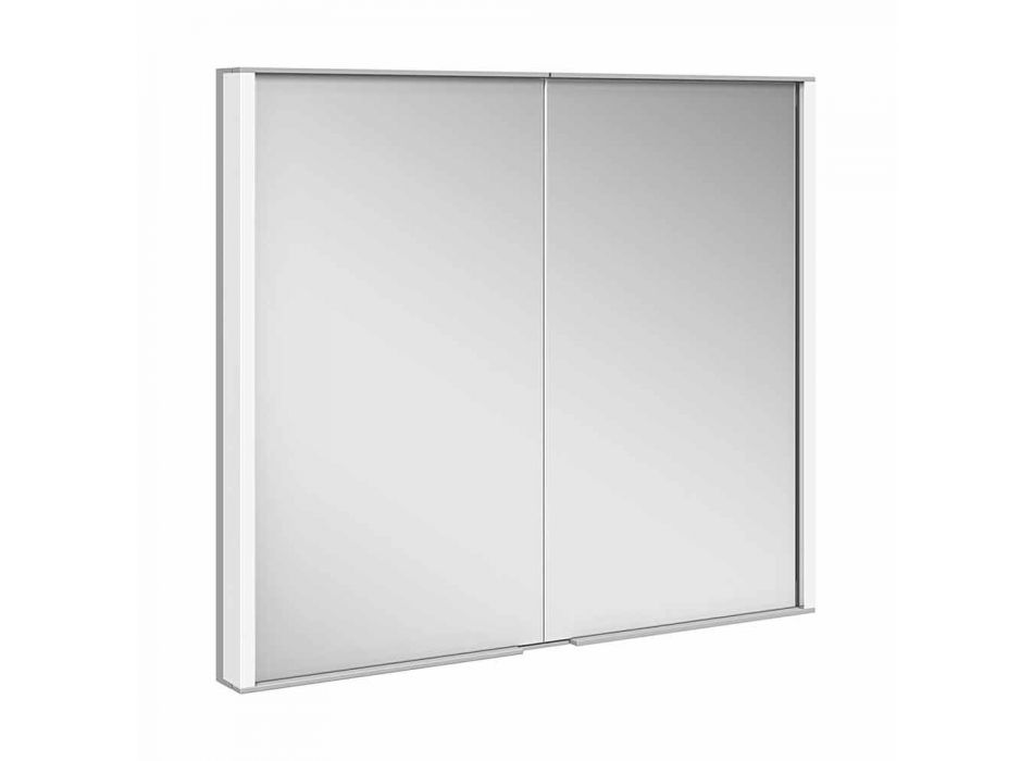 Moderne verzonken spiegelkast in zilver geverfd aluminium - Demon Viadurini