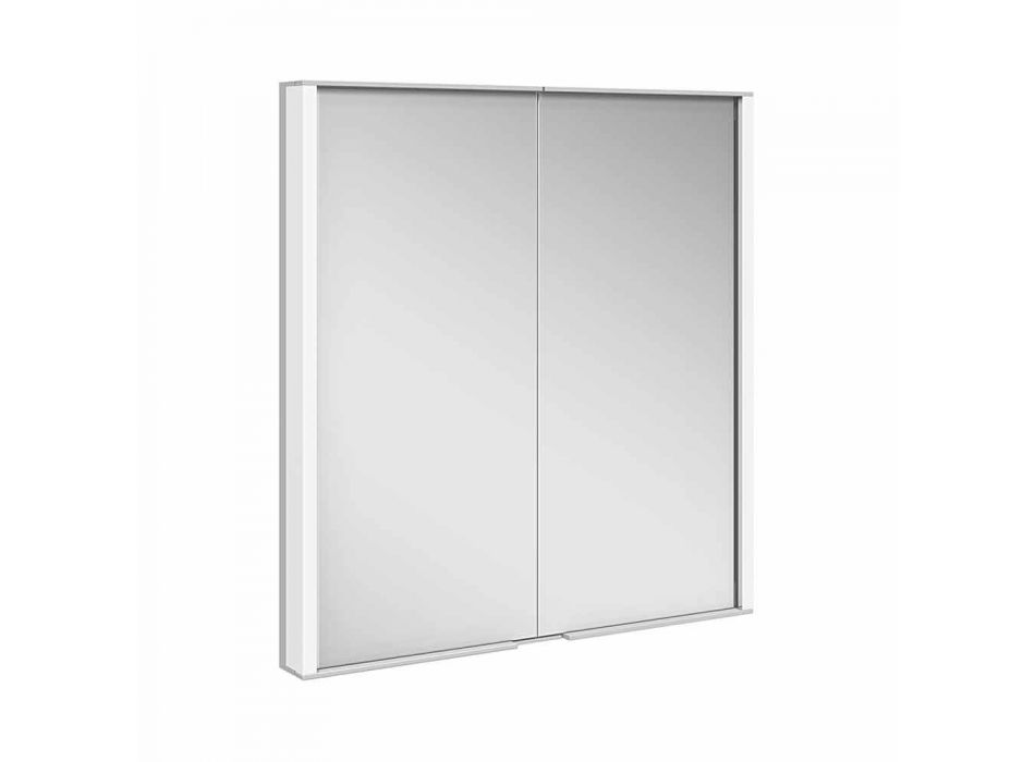 Moderne verzonken spiegelkast in zilver geverfd aluminium - Demon Viadurini