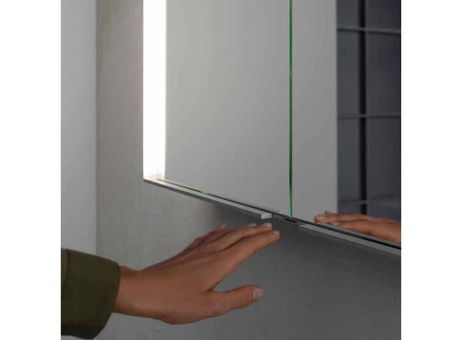 Wandspiegel in aluminium met LED-verlichting - Demon Viadurini