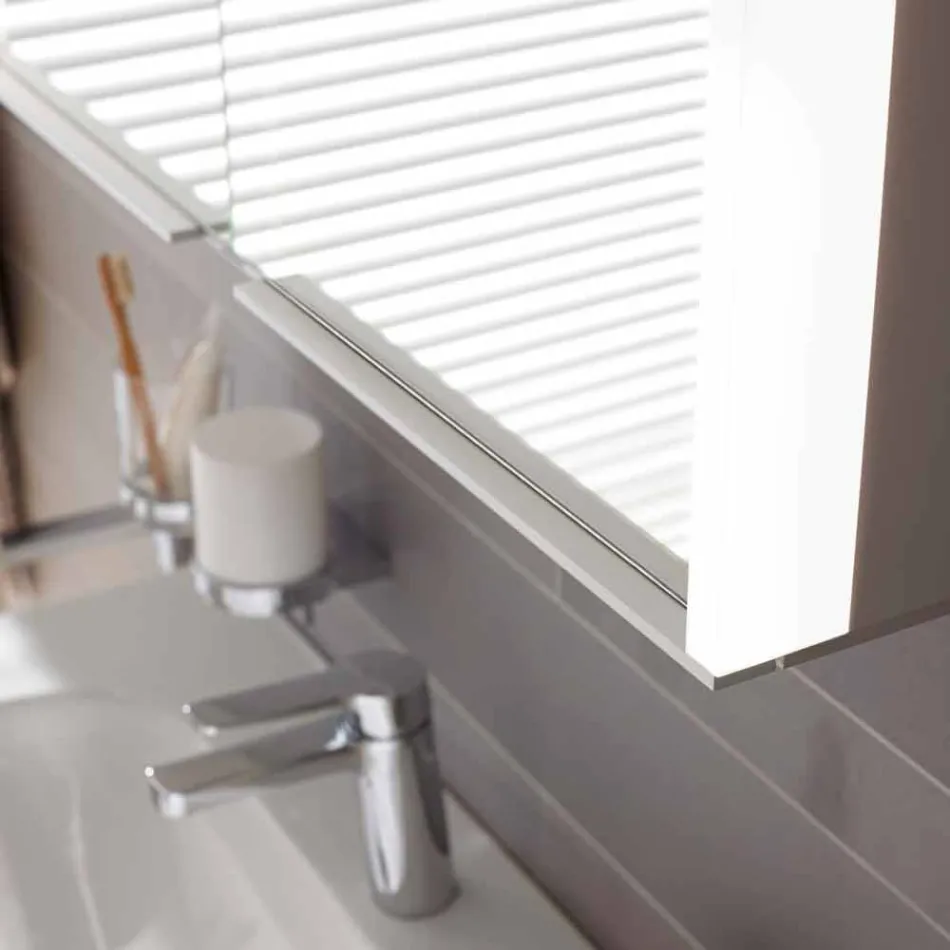 Wandspiegel in aluminium met LED-verlichting - Demon Viadurini