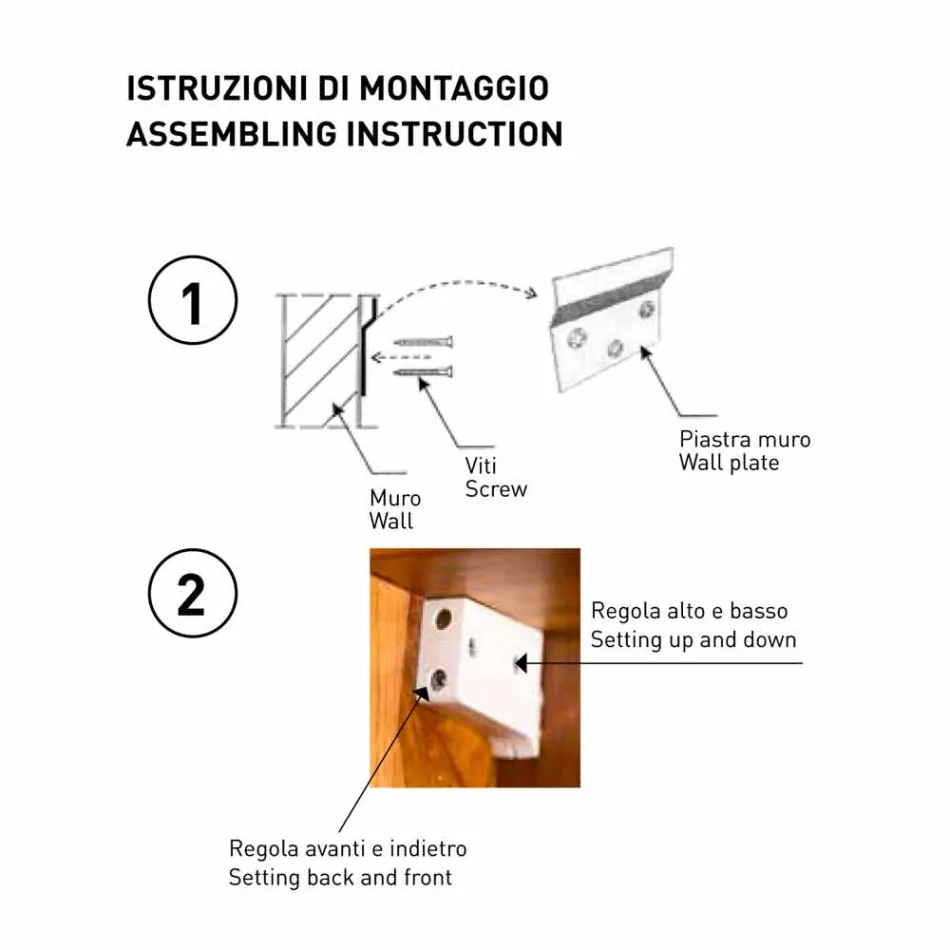 Teakhouten wandopbergspiegel met planken en interne lades - Ralio Viadurini